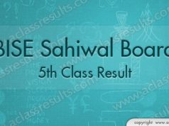 Sahiwal Board 5th Class Result 2018